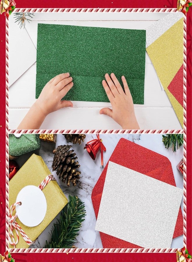 Festiko® Red/Gold/Green/Silver Glitter Cardstock Sheets For Christmas (Pack of 20, A4, 250 Gsm), Premium Glitter Paper for Crafts, A4 Glitter Card Stock for DIY Projects - Image 5